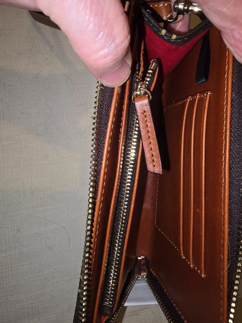 Coated Cotton Fabric Folded Zip Wristlet